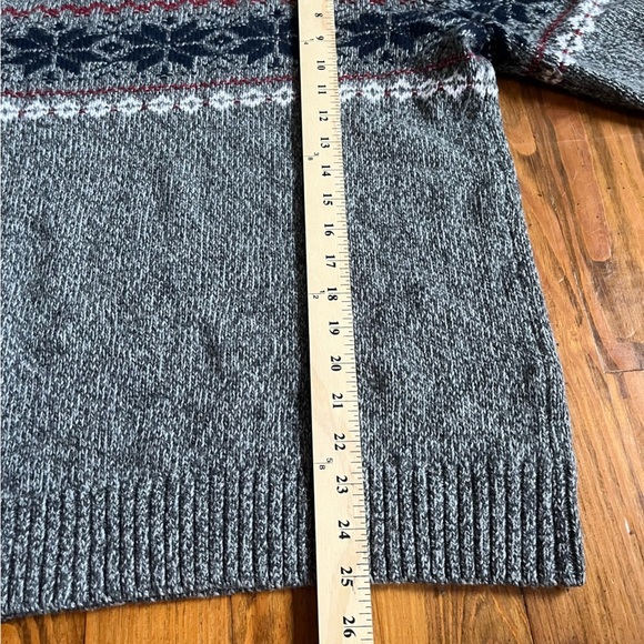 Abercrombie Merino Wool Fair Isle Gray Crew Après Ski Sweater Snowflake M - Picture 11 of 11